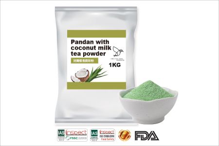 Poudre de thé au lait de coco Pandan - Poudre de thé aux bulles de Pandan avec noix de coco