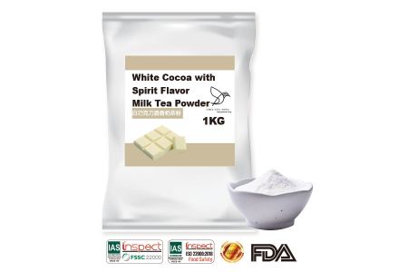 White Cocoa with Spirit Flavor Milk Tea Powder - White Chocolate Milk Tea Powder.