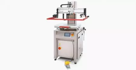 Printer Layar Datar Mini Listrik (area cetak maksimal 300x450 mm) - Printer layar datar mini listrik, penggunaan udara terkompresi yang rendah, layar vertikal naik turun dengan cepat untuk mencapai penempatan yang tepat, kontrol digital HMI