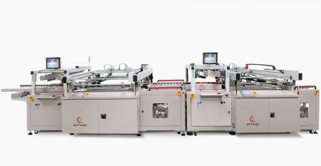 Vollautomatische Leiterplatten-Doppelseitige Lötstopplinie - Kombinierter C-Seite Lötstopp Siebdrucker + Akkumulator + Automatisches Umkehren + S-Seite Lötstopp Siebdrucker, verbunden mit Wicket Trockner Inline-Prozess.