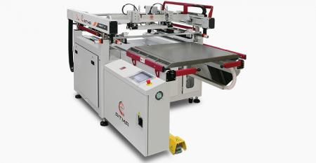 Opto-Elektrischer Hochpräzisions-Siebdrucker (mittlere Größe 600x700 mm) - Die Vier-Säulen-Struktur gewährleistet eine konsistente Höhenverstellung des Bildschirms. Das Design des Schiebetisches bietet maximalen Arbeitsraum und einen geschützten Arbeitsbereich.