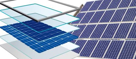 Máy in màn hình kính năng lượng mặt trời - Kính năng lượng mặt trời được làm từ chất liệu thấp sắt và được sử dụng để bao bọc wafer silic.
