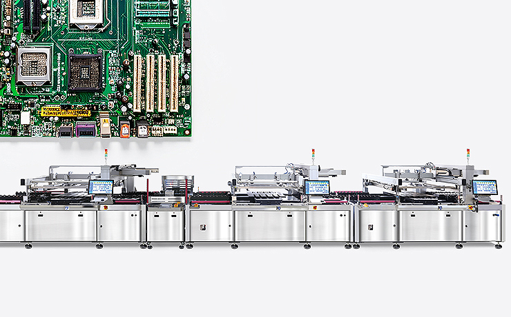 AI高效能薄板塞孔防焊自动线