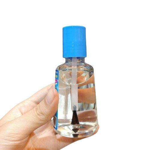 Butelka na lakier do paznokci o pojemności 50 ml z okrągłym szklanym korpusikiem, plastikową nakrętką i czarnym pędzelkiem