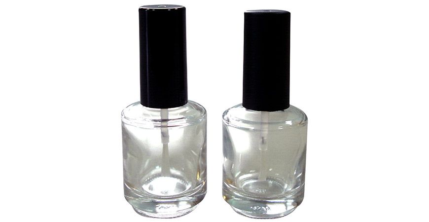 Botella de esmalte de uñas de vidrio transparente en forma redonda de 15 ml.