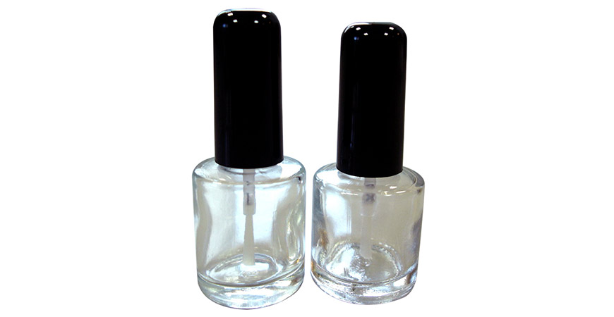 Botella de esmalte de uñas de vidrio transparente en forma redonda de 10 ml y 8 ml.