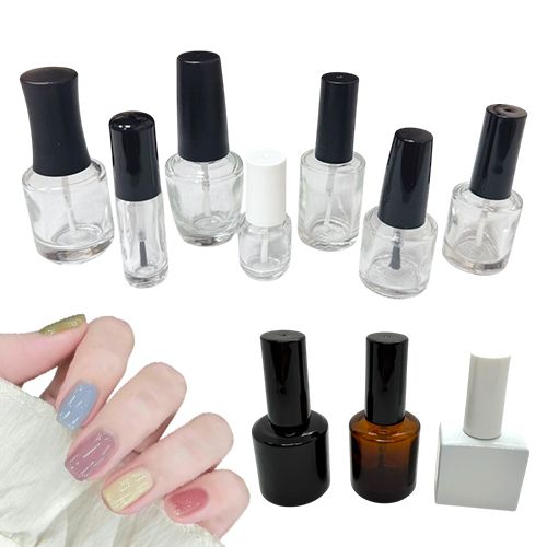Empty Nail Polish Glass Bottles with Caps and Brushes