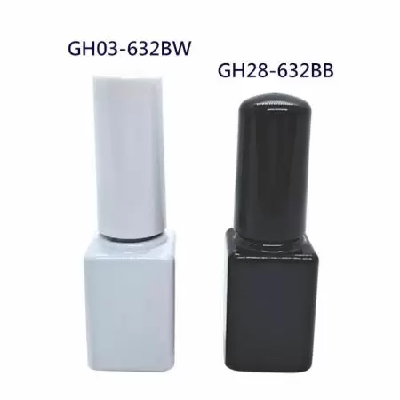 7ml Rectangular Shaped Empty UV Gel Nail Polish Glass Bottle - 7ml painted glass nail polish bottle (white bottle, black bottle)