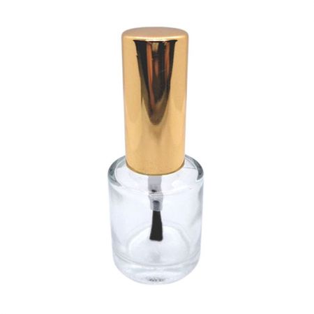 Botella de vidrio vacía de esmalte de uñas de 10 ml con tapa de aluminio dorado