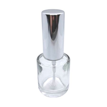 Botella de vidrio vacía de esmalte de uñas de 10 ml con tapa de aluminio plateado