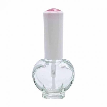 10ml Heart Shaped Glass Nail Polish Bottle - 10ml heart-shaped clear glass nail polish bottle, cap and brush