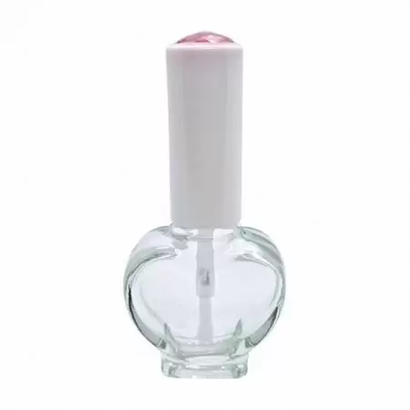 10ml Heart Shaped Glass Nail Polish Bottle - 10ml heart-shaped clear glass nail polish bottle, cap and brush