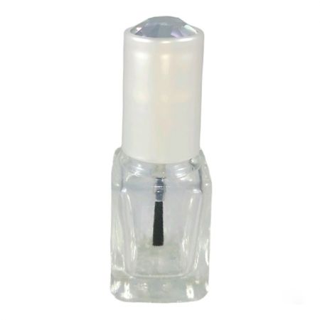 Butelka na lakier do paznokci z prostokątnym szklanym pojemnikiem o pojemności 7 ml z korkiem z kamieniem szlachetnym na górze