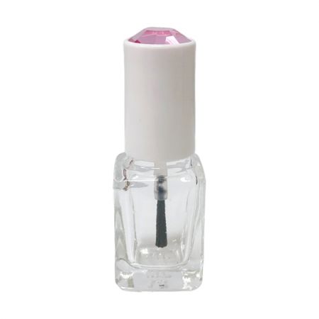 Botella de vidrio transparente en forma rectangular para esmalte de uñas de 7 ml