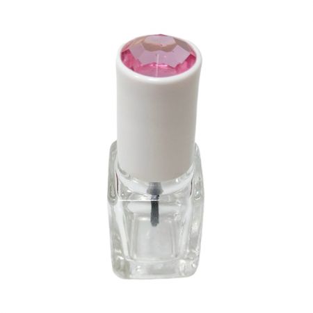 Botella de vidrio rectangular para esmalte de uñas de 7 ml con gema