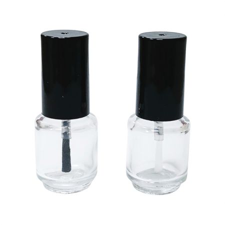 Botella de esmalte de uñas con pincel transparente o negro