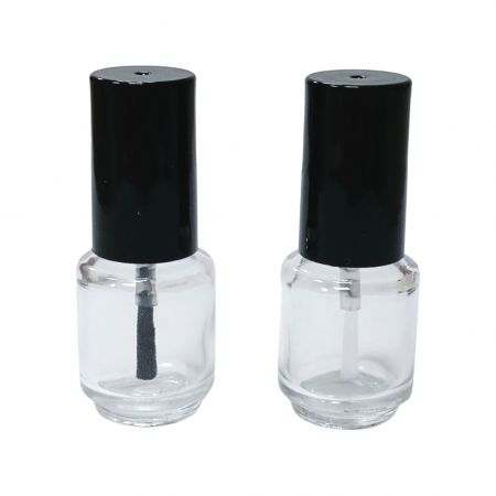 Botella de esmalte de uñas con pincel transparente o negro