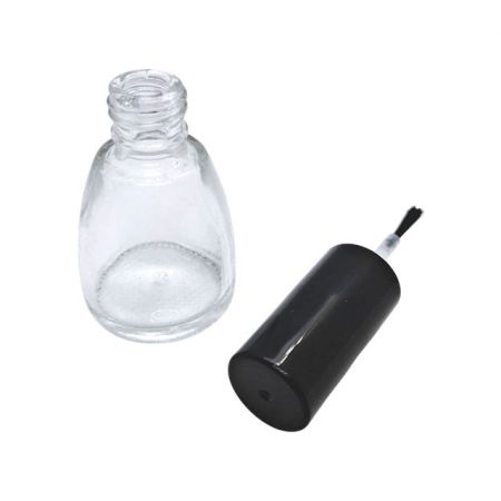 ネイルポリッシュのガラスボトル、キャップ、ブラシ