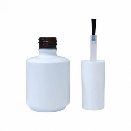 Bouteille en verre cylindrique de 15 ml et bouchon en plastique blanc 15/415 avec brosse