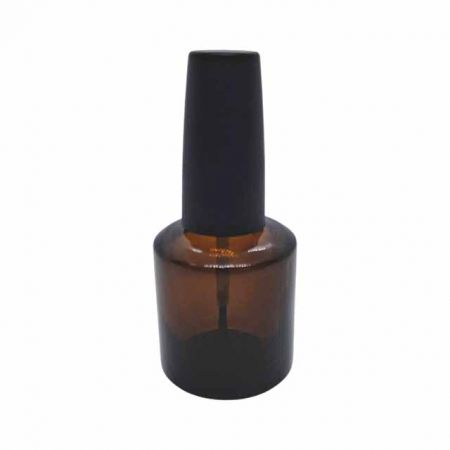 Pequeno recipiente cilíndrico âmbar com tampa e pincel #15