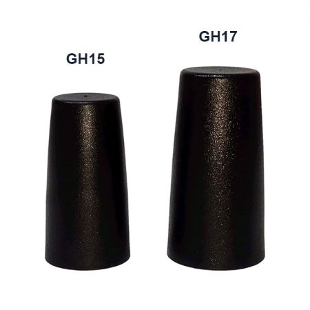 15/415 Kunststof doppen in mat zwart voor nagellakflesjes - GH15 plastic dop en GH17 plastic dop