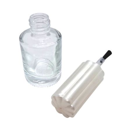 Botella de vidrio cilíndrica para uñas
