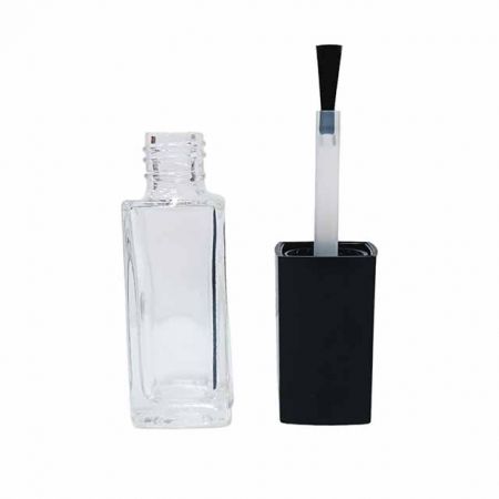 Flacon en verre de 10 ml et bouchon noir rectangulaire de 13/415