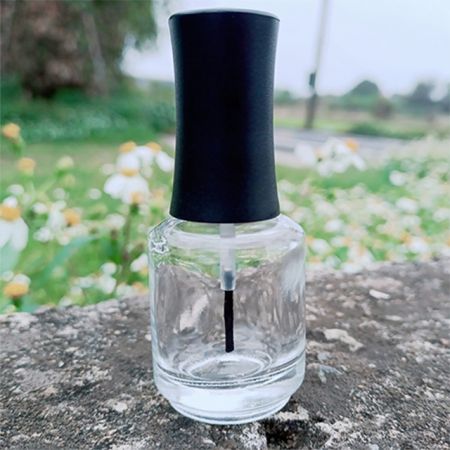 Bottiglia di smalto per unghie in vetro tondo da 15 ml con un tappo e un pennello personalizzati