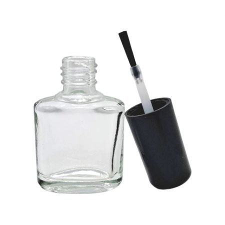 Botella de vidrio de 7ml para esmalte de uñas, forma ovalada plana