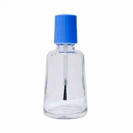 50ml glass bottle with screw on cap and long brush - 50ml round glass nail polish bottle with a plastic cap and white brush