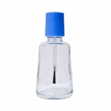 50ml Glass Bottle with Screw On Cap and Long Brush - 50ml glass nail polish bottle with a plastic cap and white brush