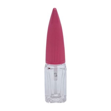 Frasco de esmalte de 4ml, tampa rosa e pincel redondo branco