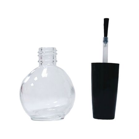 Bottiglia di vetro e tappo in plastica nera di dimensioni 13/415