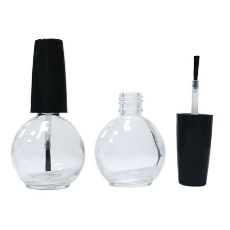 Bottiglia di vetro per smalto per unghie vuota con tappo e pennello