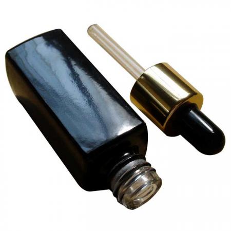 10毫升長方形亮黑玻璃滴管瓶 (GH602BBD)
