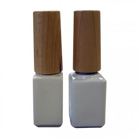 Botella de vidrio blanco de 4 ml y 7 ml con tapón de madera y pincel (GH03W 604BW, GH03W 632BW)