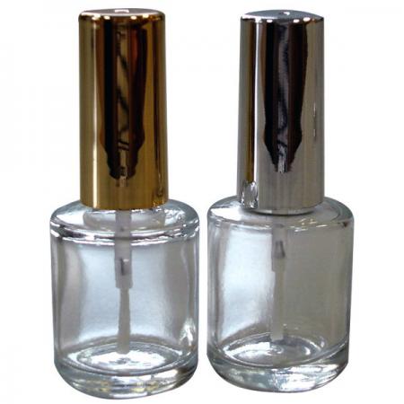 Flacon de vernis à ongles en verre rond de 10 ml avec capuchon argenté ou doré (GH03P 612)