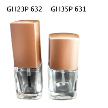 Bottiglia di vetro chiaro da 7 ml con tappo quadrato rivestito in oro rosa (GH23P 632)