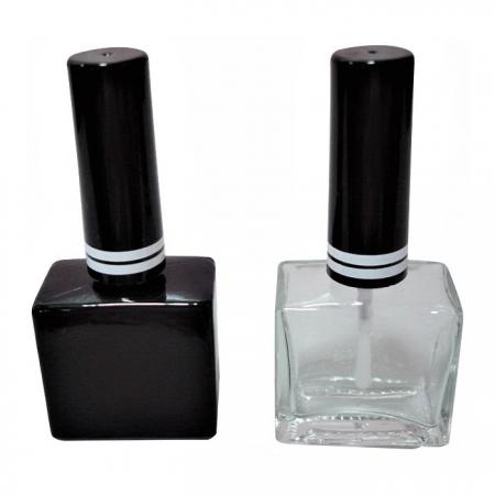 キャップとブラシ付き15mlの黒とクリアのガラスボトル(GH19H 651BB、GH19H 651)