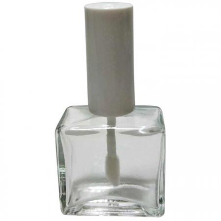 Bouteille de vernis à ongles en verre carrée plate de 15 ml avec pinceau à lèvres brillant (GH03L 651)