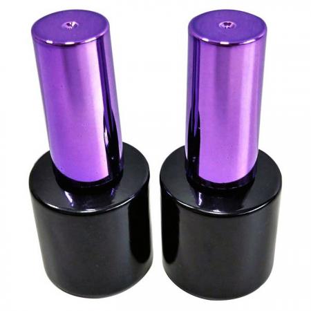 Bottiglia di vetro rotonda nera da 8 ml con pennello per tappo (GH03P 660BB)