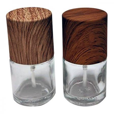 Botella de vidrio de 8 ml con tapa y pincel de aspecto similar a la madera (GH16WD 660)