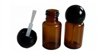 Botella de vidrio ámbar de 3 ml para suero para el cuidado de la piel y esmalte de uñas - Botella de vidrio ámbar de 3 ml con tapa y pincel