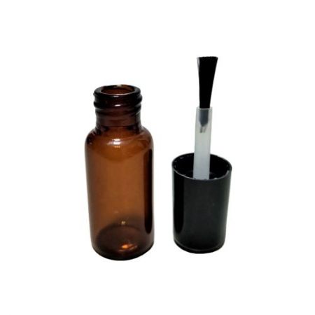 Botella de esmalte de uñas de vidrio ámbar de 5 ml con pincel (GH24 665A)