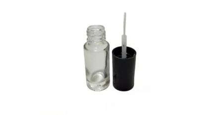 Frasco de vidro transparente em forma cilíndrica para esmalte de unhas e perfume de 3 ml - Frasco de vidro vazio para verniz de unhas de 3 ml com tampa e pincel