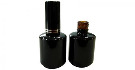 Butelka szklana 15 ml w kolorze bursztynowym pokryta czarnym lakierem do lakieru hybrydowego UV - Butelka na lakier hybrydowy UV 15 ml
