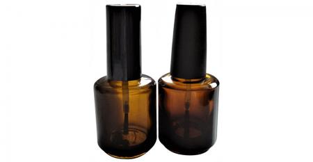 Botella de esmalte de uñas de vidrio ámbar de 15 ml - Botella de vidrio ámbar de 15 ml con cepillo de tapa