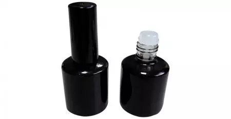 15毫升圓形雙層烤漆光療指甲油玻璃瓶含蓋刷 - 15毫升指甲油亮黑玻璃瓶