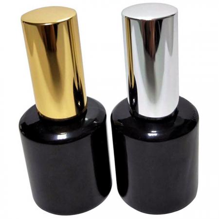 Botella de esmalte de uñas en gel negro de 15 ml con tapa de aluminio y pincel (GH12A 696BB)