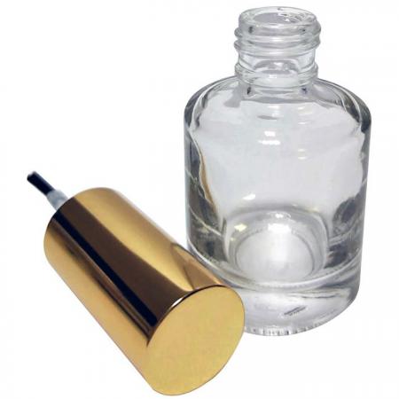 Botella redonda de esmalte de uñas de vidrio de 15 ml con tapa de aluminio (GH12A 696)